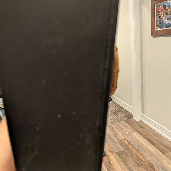 Hand Embroidery Ladybugs Black Canvas Real Bamboo Handle - Picture 4 of 5